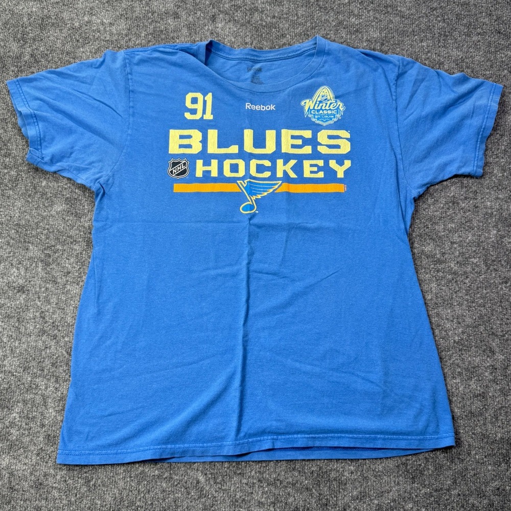 Tarasenko 91 St Louis Blues Reebok T Shirt Mens L Blue Classic NHL Winter